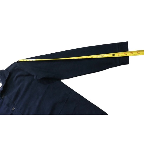 DS Dundee Mens Navy Blue Cotton Jacket Button Down Shirt Pocket 40 Contrast Cuff - Picture 15 of 15